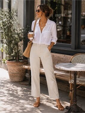 Democracy Neutral Utility Straight Leg Pants Ab Solution Casual Chic Pants